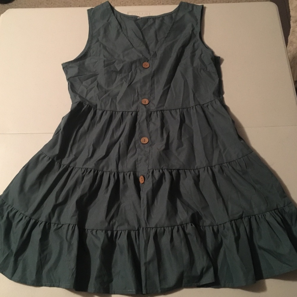 Green V Neck Dress